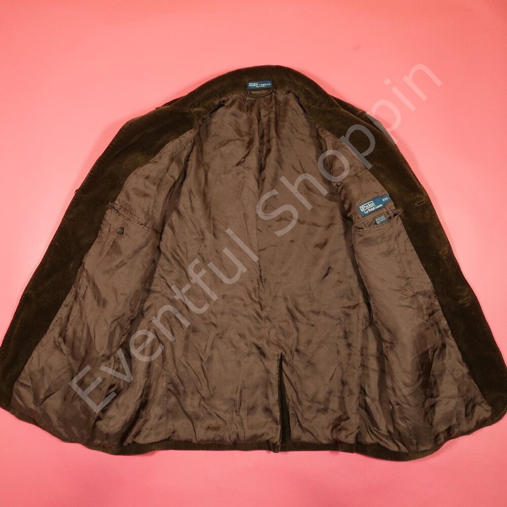 Vintage Polo Ralph Lauren 3/2 1V Wide Whale Corduroy Blazer in Brown Size 2XL - Picture 6 of 9